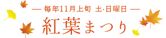 毎年11月上旬 土・日曜日 開催／紅葉まつり